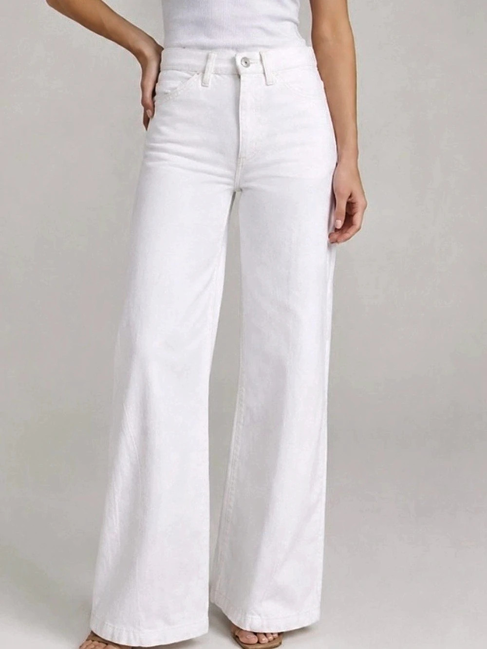 Frame Le Baggy Palazzo White Wide-Leg Jeans